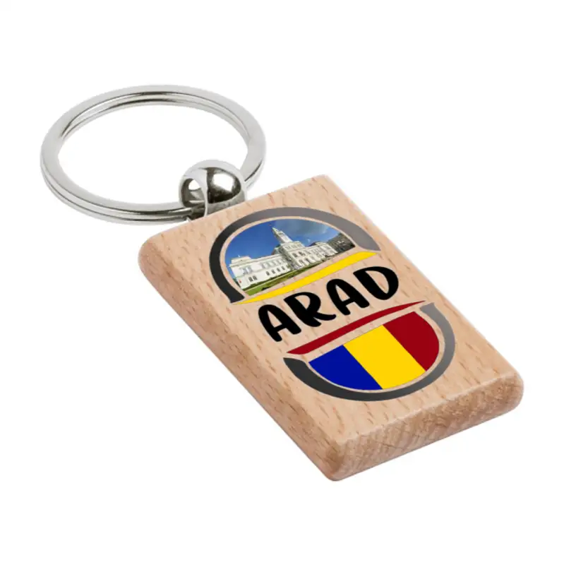 Arad romania, breloc din lemn, model 008v